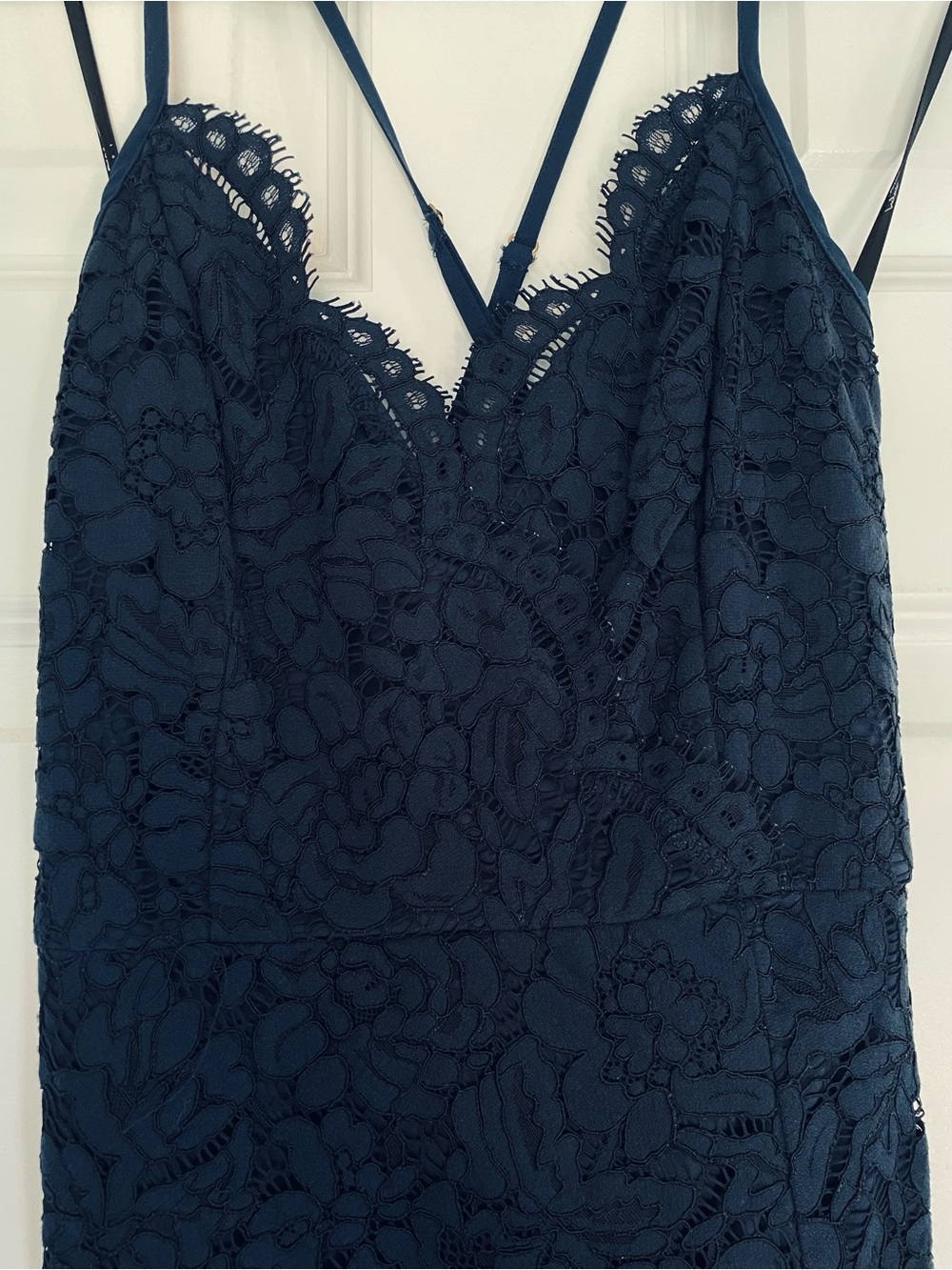 Lulus Flirting With Desire Navy Blue Lace Bodycon Dress - Size S
